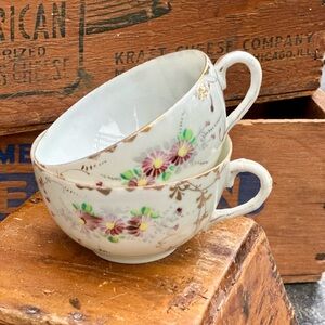 Vintage Delicate Hand Painted Floral Teacups Set